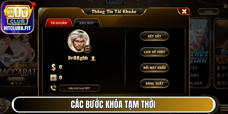 Các bước khóa tạm thời