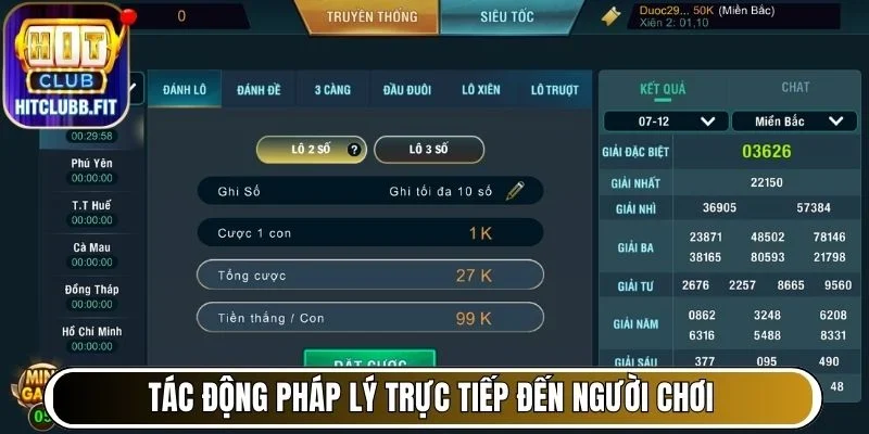 Tác động pháp lý trực tiếp đến người chơi